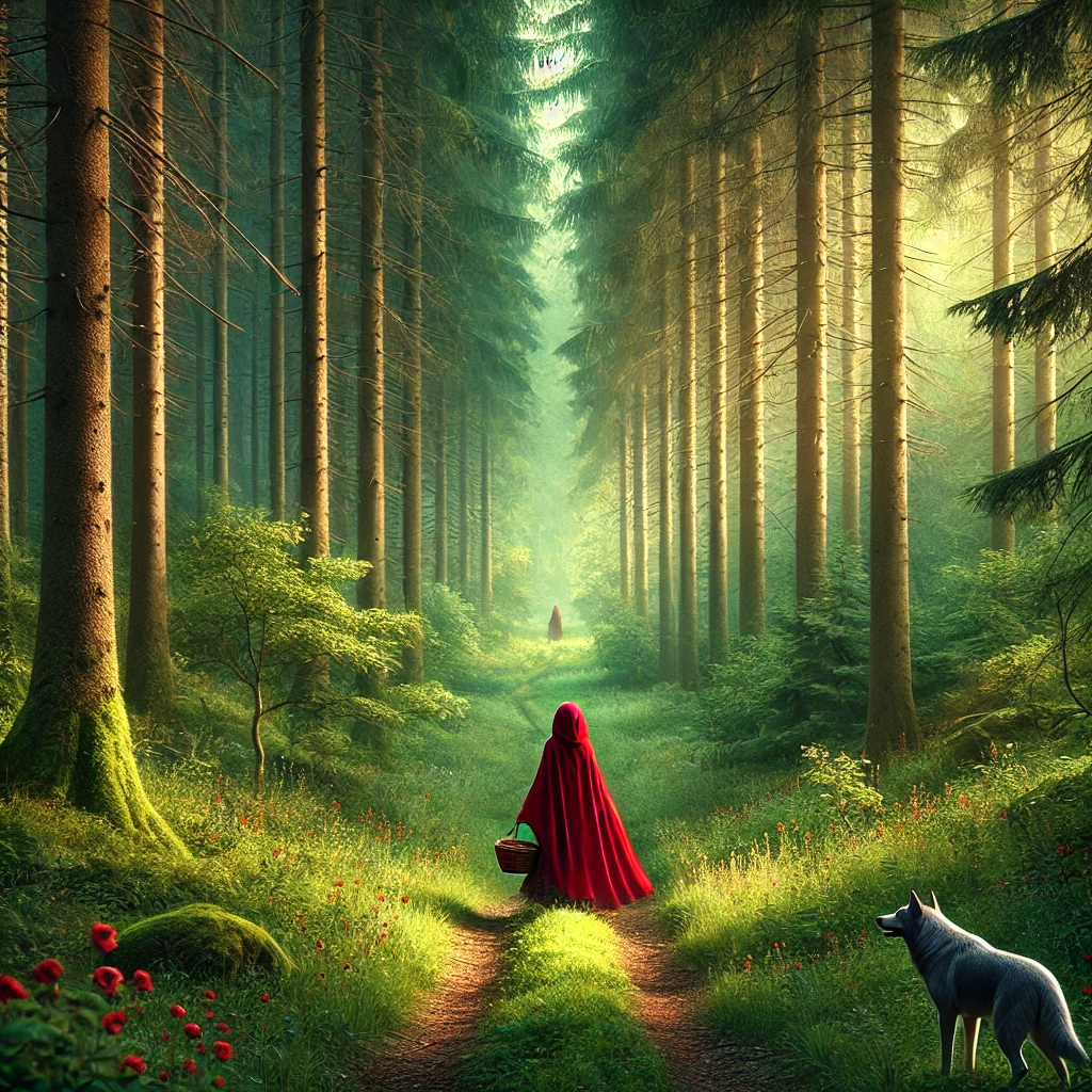 Le petit chaperon rouge dans la forêt